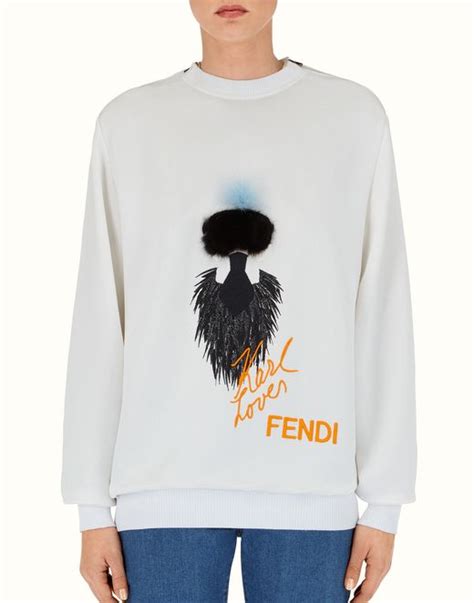 fendi karlito stitching on clothing on sleeve|Fendi Karlito Fur Applique Jersey Sweatshirt, White.